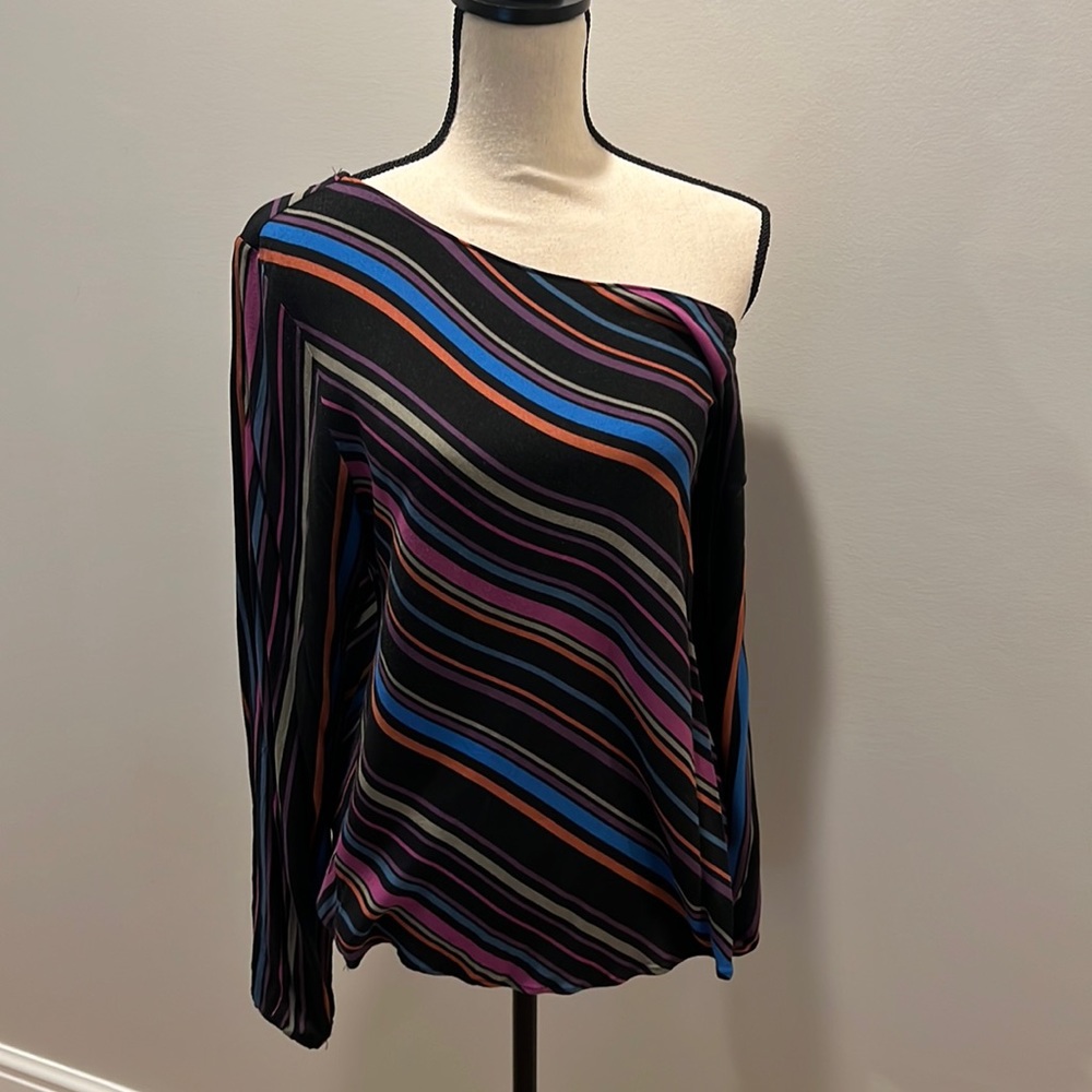 Size medium Allison Joy for Evereve long sleeve blouse.  Asymmetrical neckline.